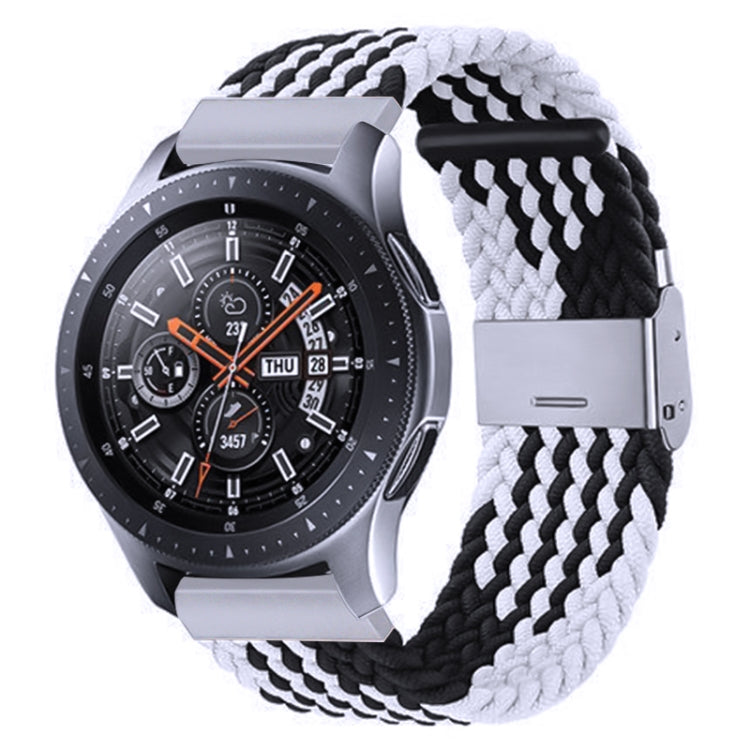 For Samsung Galaxy Watch 4 / Watch 5 20mm Nylon Braided Metal Buckle Watch Band(Z Black White) by bashfashion