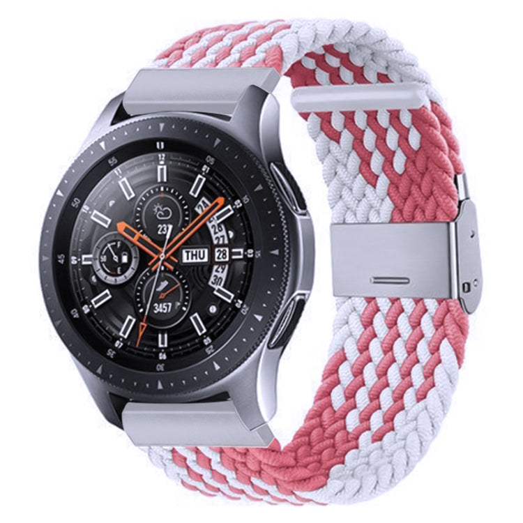 For Samsung Galaxy Watch 4 / Watch 5 20mm Nylon Braided Metal Buckle Watch Band(Z Pink White) by bashfashion