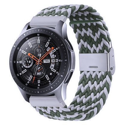 For Samsung Galaxy Watch 4 / Watch 5 20mm Nylon Braided Metal Buckle Watch Band(W White Green) by bashfashion