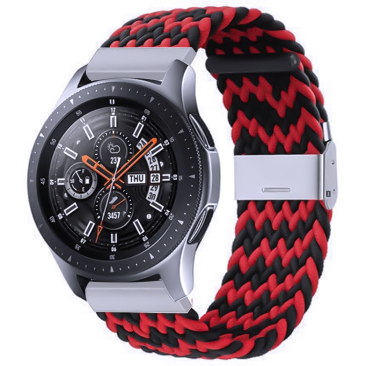 For Samsung Galaxy Watch 4 / Watch 5 20mm Nylon Braided Metal Buckle Watch Band(W Black Red) by bashfashion