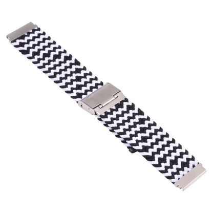 For Samsung Galaxy Watch 4 / Watch 5 20mm Nylon Braided Metal Buckle Watch Band(W Black White) by bashfashion