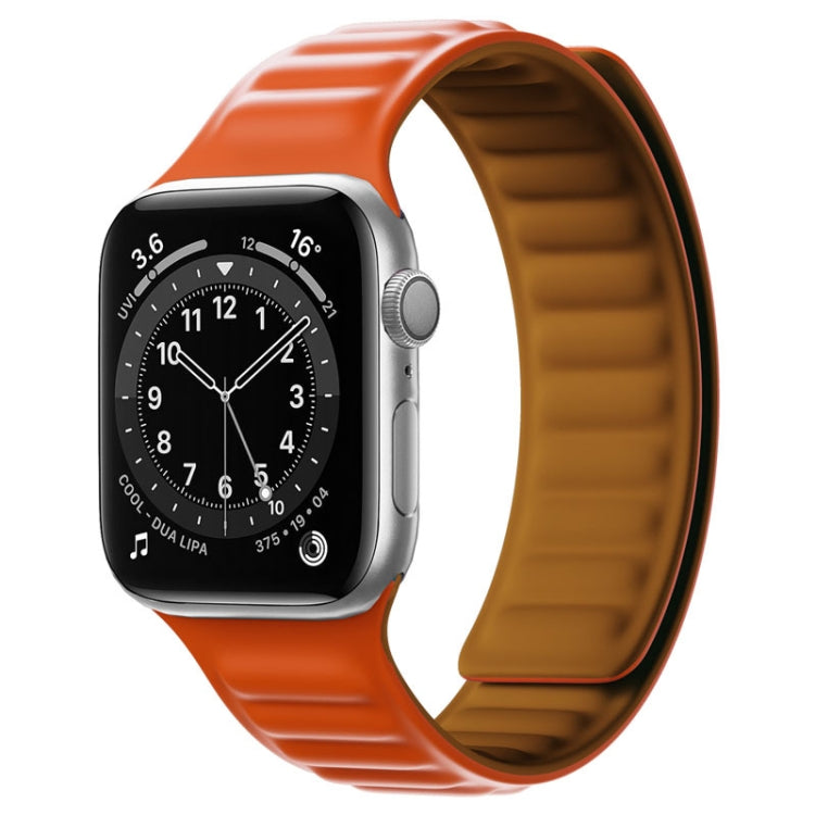 Silicone Magnetic Strap Watch Band For Apple Watch Ultra 49mm&Watch Ultra 2 49mm / Series 9&8&7 45mm / SE 3&SE 2&6&SE&5&4 44mm / 3&2&1 42mm(Orange Red) by bashfashion
