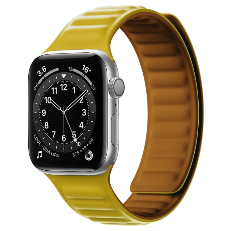 Silicone Magnetic Strap Watch Band For Apple Watch Ultra 49mm&Watch Ultra 2 49mm / Series 9&8&7 45mm / SE 3&SE 2&6&SE&5&4 44mm / 3&2&1 42mm(Yellow) by bashfashion