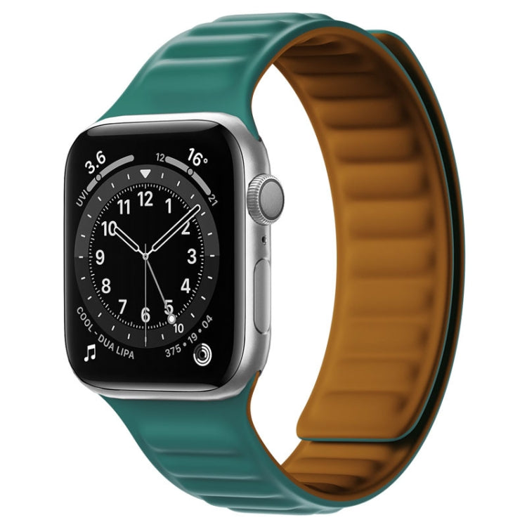 Silicone Magnetic Strap Watch Band For Apple Watch Ultra 49mm&Watch Ultra 2 49mm / Series 9&8&7 45mm / SE 3&SE 2&6&SE&5&4 44mm / 3&2&1 42mm(Dark Green) by bashfashion