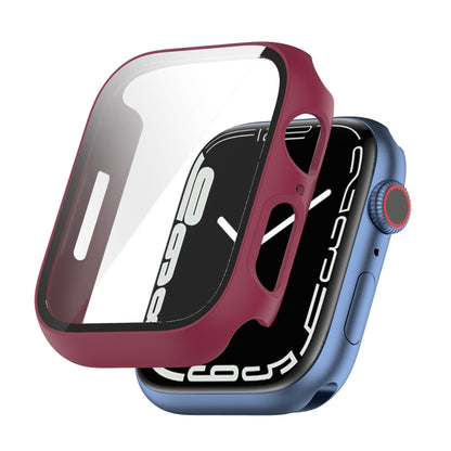 Shockproof PC Protective Case with Tempered Glass Film For Apple Watch Series 9 / 8 / 7 45mm(Burgundy) by bashfashion