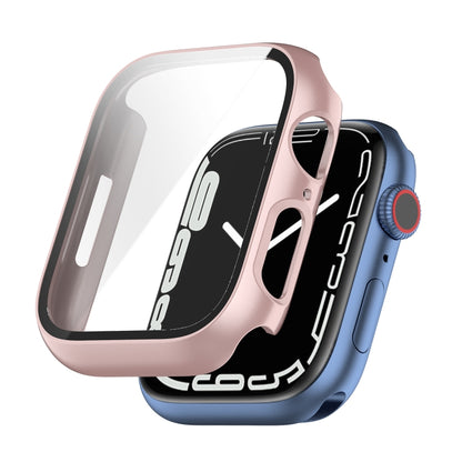 Shockproof PC Protective Case with Tempered Glass Film For Apple Watch Series 9 / 8 / 7 45mm(rose gold) by bashfashion