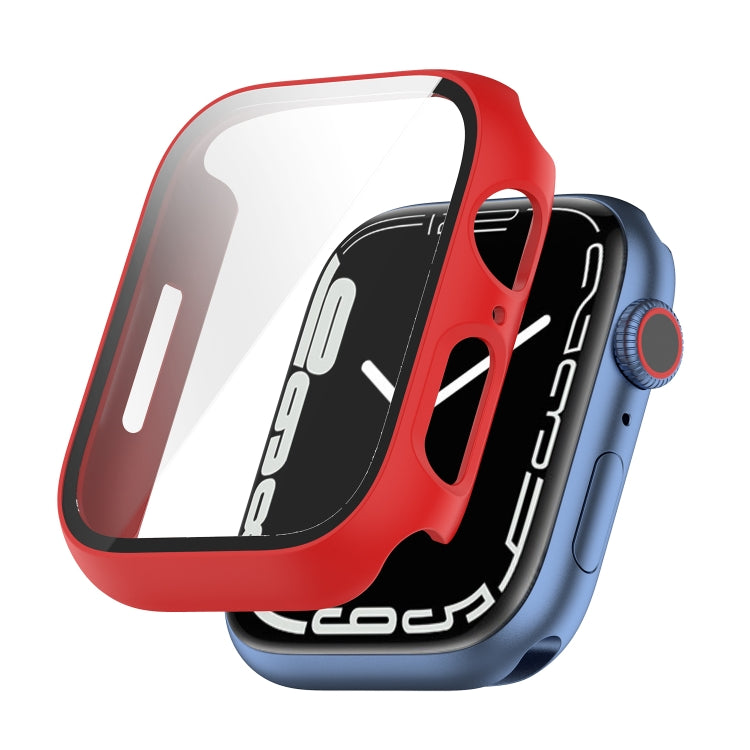 Shockproof PC Protective Case with Tempered Glass Film For Apple Watch Series 9 / 8 / 7 41mm(red) by bashfashion