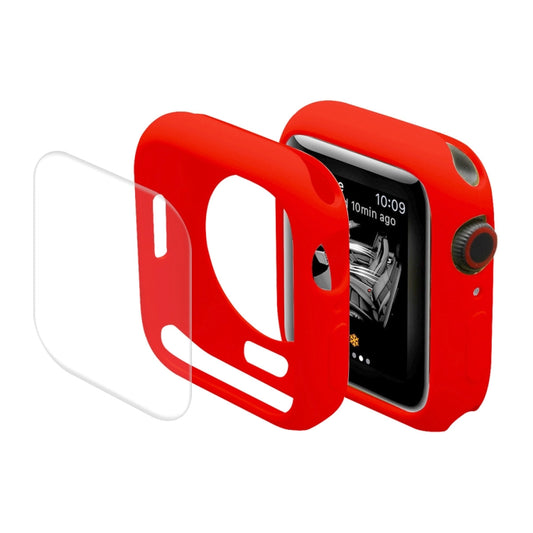 ENKAY Hat-Prince Protective TPU Watch Case + Full Coverage PET Screen Protector Film For Apple Watch Series 9 / 8 / 7 45mm(Red) by ENKAY