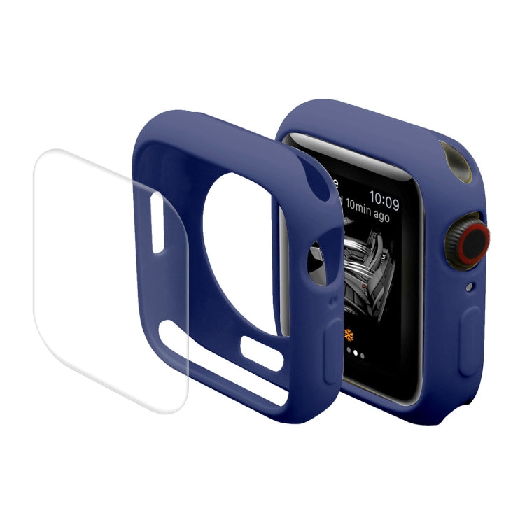 ENKAY Hat-Prince Protective TPU Watch Case + Full Coverage PET Screen Protector Film For Apple Watch Series 9 / 8 / 7 45mm(Dark Blue) by ENKAY