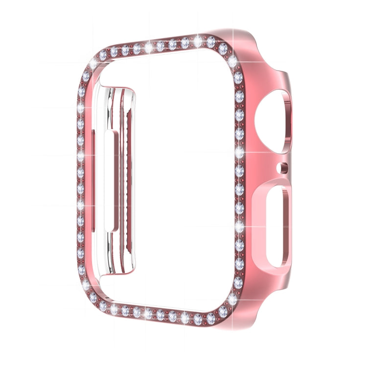 ENKAY Hat-Prince Electroplate PC Diamond Watch Case + Full Coverage Curved PET Screen Protector Film For Apple Watch Series 9 / 8 / 7 41mm(Pink) by ENKAY