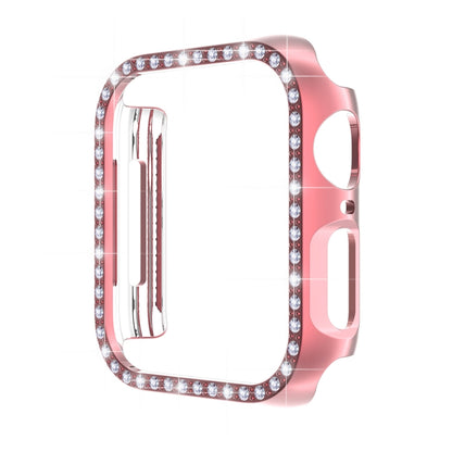 ENKAY Hat-Prince Electroplate PC Diamond Watch Case + Full Coverage Curved PET Screen Protector Film For Apple Watch Series 9 / 8 / 7 41mm(Pink) by ENKAY