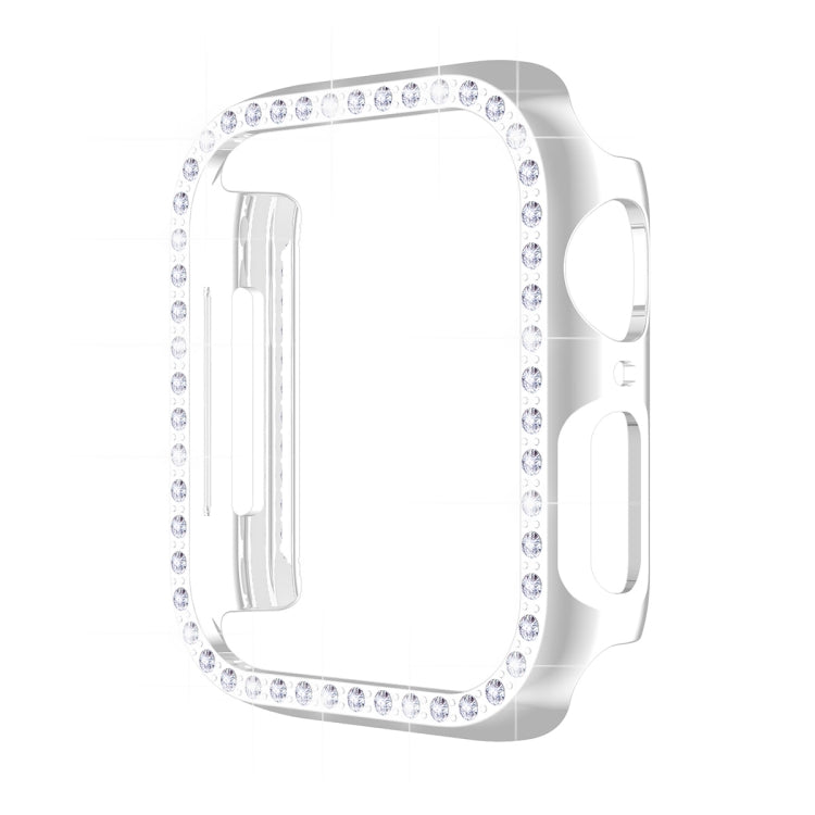 ENKAY Hat-Prince Electroplate PC Diamond Watch Case + Full Coverage Curved PET Screen Protector Film For Apple Watch Series 9 / 8 / 7 41mm(Silver) by ENKAY