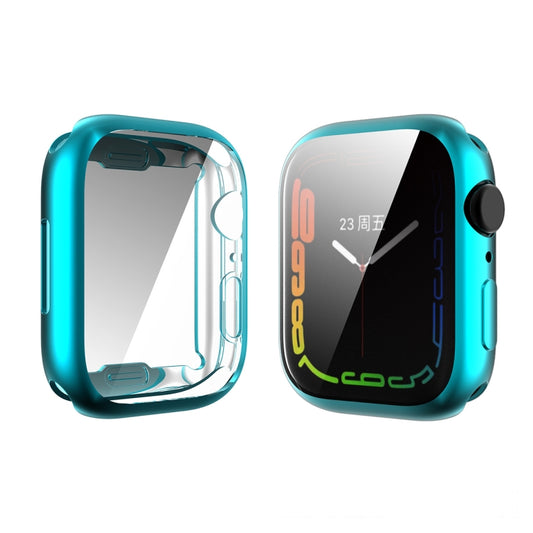 For Apple Watch Series 9 / 8 / 7 41mm ENKAY Hat-Prince Electroplated TPU Case(Cyan) by ENKAY