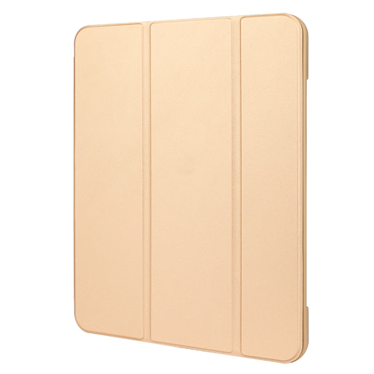 For iPad mini 6 / mini 2024 Tri-Fold Holder Leather Smart Tablet Case(Gold) by bashfashion