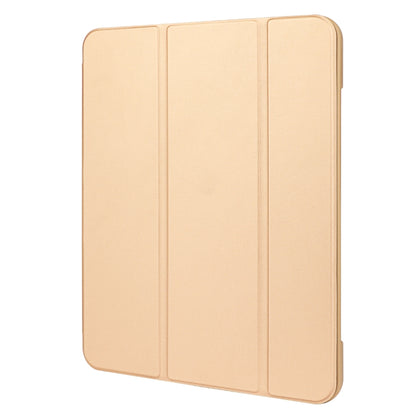 For iPad mini 6 / mini 2024 Tri-Fold Holder Leather Smart Tablet Case(Gold) by bashfashion