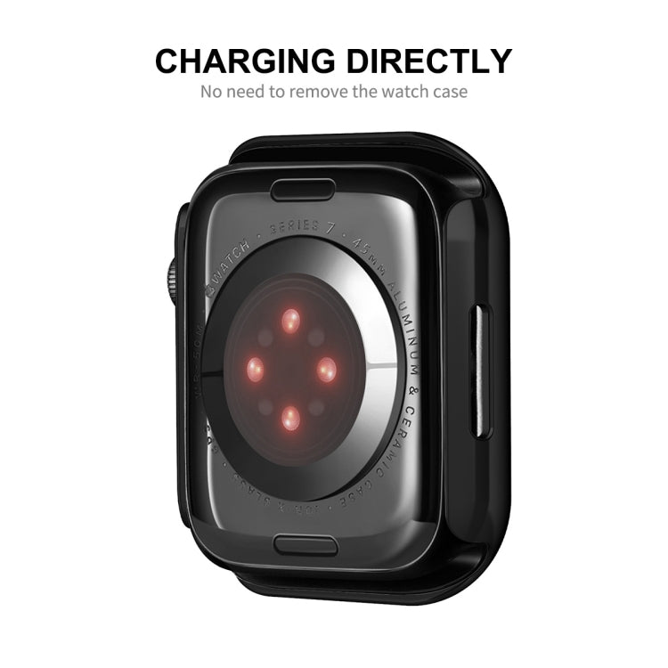 For Apple Watch Series 9 / 8 / 7 41mm ENKAY Hat-Prince 2 in 1 PC Frame + 9H Tempered Glass Case(Black) by ENKAY