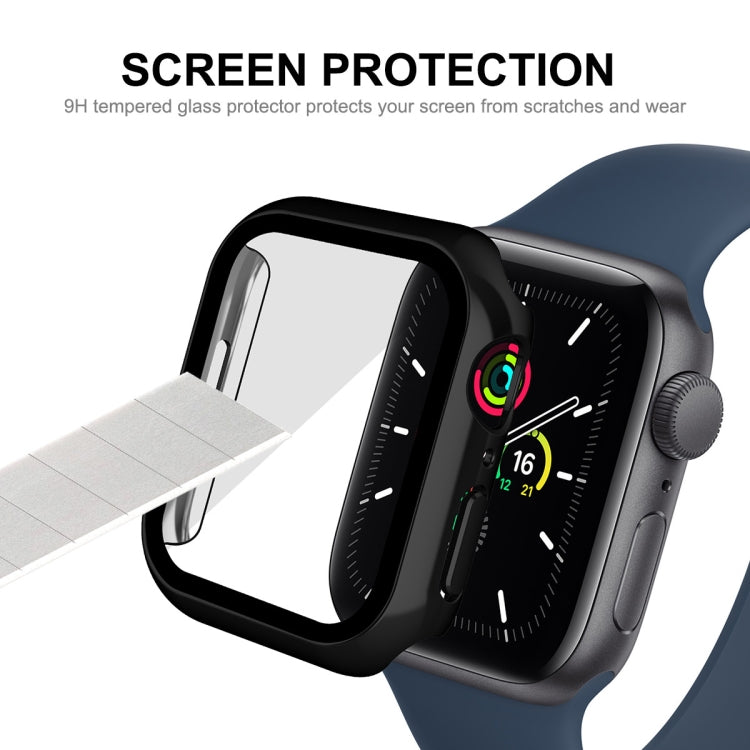 For Apple Watch Series 9 / 8 / 7 41mm ENKAY Hat-Prince 2 in 1 PC Frame + 9H Tempered Glass Case(Black) by ENKAY