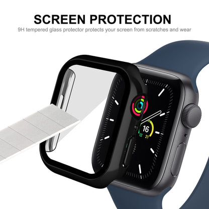 For Apple Watch Series 9 / 8 / 7 41mm ENKAY Hat-Prince 2 in 1 PC Frame + 9H Tempered Glass Case(Black) by ENKAY