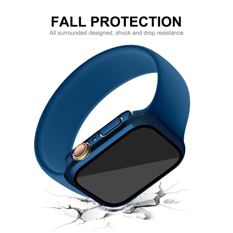 For Apple Watch Series 9 / 8 / 7 41mm ENKAY Hat-Prince 2 in 1 PC Frame + 9H Tempered Glass Case(Royal Blue) by ENKAY