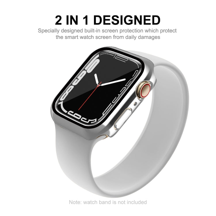 For Apple Watch Series 9 / 8 / 7 41mm ENKAY Hat-Prince 2 in 1 PC Frame + 9H Tempered Glass Case(Silver) by ENKAY