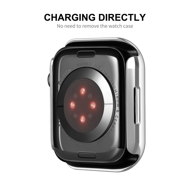 For Apple Watch Series 9 / 8 / 7 41mm ENKAY Hat-Prince 2 in 1 PC Frame + 9H Tempered Glass Case(Silver) by ENKAY