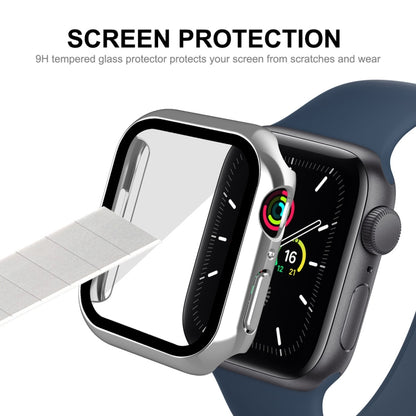 For Apple Watch Series 9 / 8 / 7 41mm ENKAY Hat-Prince 2 in 1 PC Frame + 9H Tempered Glass Case(Silver) by ENKAY