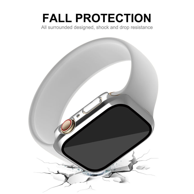 For Apple Watch Series 9 / 8 / 7 41mm ENKAY Hat-Prince 2 in 1 PC Frame + 9H Tempered Glass Case(Silver) by ENKAY