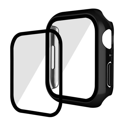 For Apple Watch Series 9 / 8 / 7 45mm ENKAY Hat-Prince 2 in 1 PC Frame + 9H Tempered Glass Case(Black) by ENKAY