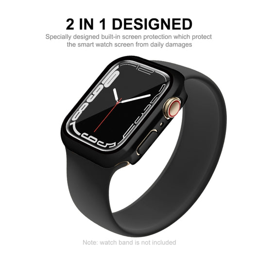 For Apple Watch Series 9 / 8 / 7 45mm ENKAY Hat-Prince 2 in 1 PC Frame + 9H Tempered Glass Case(Black) by ENKAY
