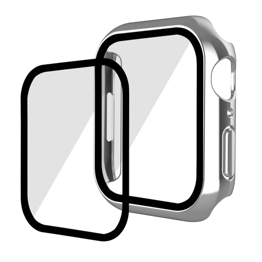 For Apple Watch Series 9 / 8 / 7 45mm ENKAY Hat-Prince 2 in 1 PC Frame + 9H Tempered Glass Case(Silver) by ENKAY