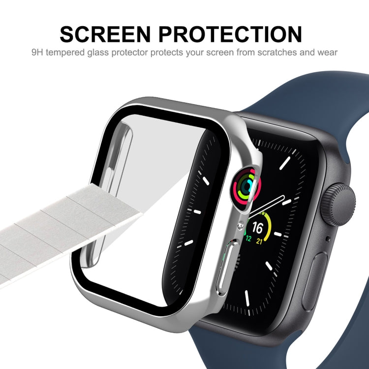 For Apple Watch Series 9 / 8 / 7 45mm ENKAY Hat-Prince 2 in 1 PC Frame + 9H Tempered Glass Case(Silver) by ENKAY