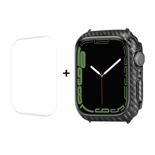 For Apple Watch Series 9 / 8 / 7 41mm ENKAY Carbon Fiber PC Case + Full Coverage PET Screen Protector by ENKAY