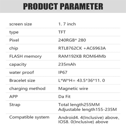 Y22 1.7inch IP67 Color Screen Smart Watch(Rose Gold) by bashfashion