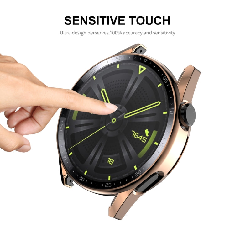 For Huawei Watch GT 3 46mm ENKAY PC Frame + Tempered Glass Protector Case With Scale(Pink) by ENKAY