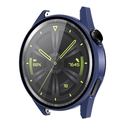 For Huawei Watch GT 3 46mm ENKAY Matte PC Frame + Tempered Glass Protector Case(Dark Blue) by ENKAY