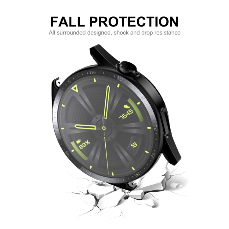 For Huawei Watch GT 3 46mm ENKAY Matte PC Frame + Tempered Glass Protector Case With Scale(Dark Blue) by ENKAY