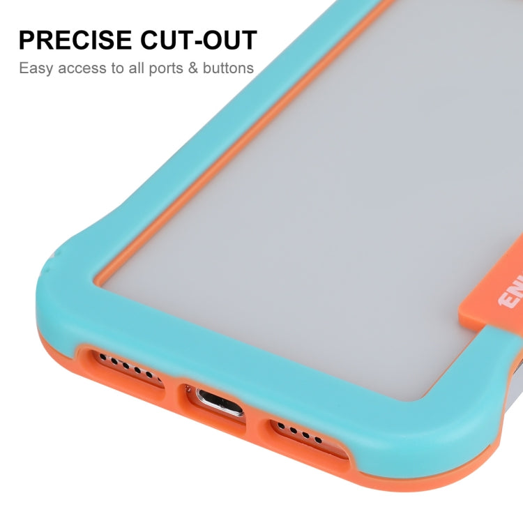 For iPhone 12 / 12 Pro ENKAY Frameless Hollow Shockproof PC Case(Blue) by ENKAY