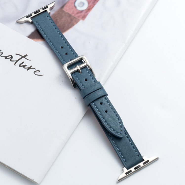 Microfiber Leather Pin Buckle Watch Band For Apple Watch Series 9&8&7 41mm / SE 3&SE 2&6&SE&5&4 40mm / 3&2&1 38mm(Light Blue) by bashfashion