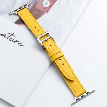 Microfiber Leather Pin Buckle Watch Band For Apple Watch Ultra 49mm&Watch Ultra 2 49mm / Series 9&8&7 45mm / SE 3&SE 2&6&SE&5&4 44mm / 3&2&1 42mm(Yellow) by bashfashion