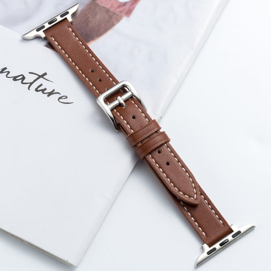 Microfiber Leather Pin Buckle Watch Band For Apple Watch Ultra 49mm&Watch Ultra 2 49mm / Series 9&8&7 45mm / SE 3&SE 2&6&SE&5&4 44mm / 3&2&1 42mm(Brown) by bashfashion