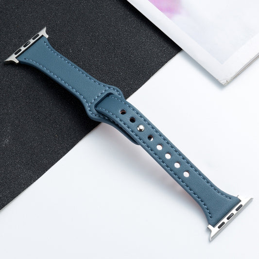 Microfiber Leather Watch Band For Apple Watch Series 7 41mm / 6&SE&5&4 40mm / 3&2&1 38mm(Light Blue) by bashfashion