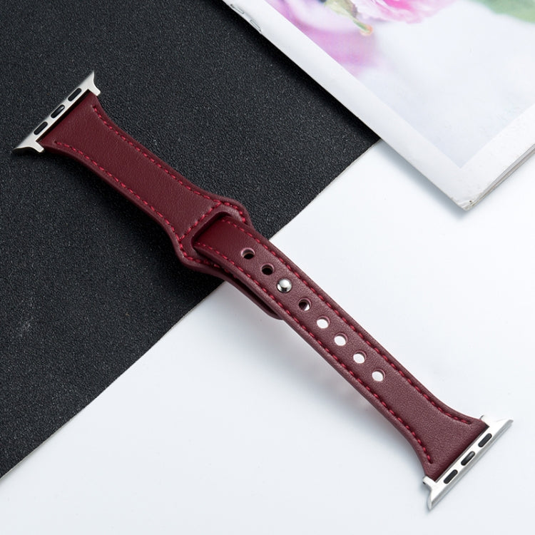 Microfiber Leather Watch Band For Apple Watch Series 7 41mm / 6&SE&5&4 40mm / 3&2&1 38mm(Wine Red) by bashfashion