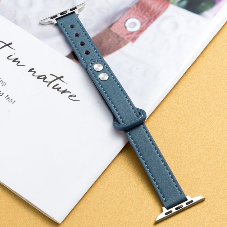 Microfiber Leather Double Buckle Watch Band for Apple Watch Series 9&8&7 41mm / SE 3&SE 2&6&SE&5&4 40mm / 3&2&1 38mm (Light Blue) by bashfashion