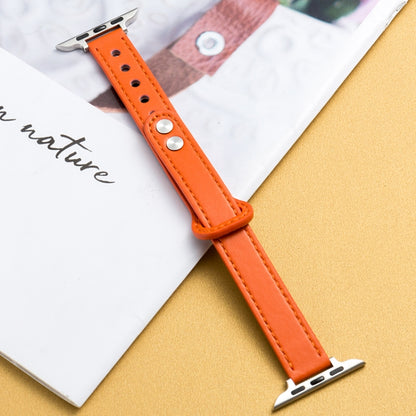 Microfiber Leather Double Buckle Watch Band for Apple Watch Series 9&8&7 41mm / SE 3&SE 2&6&SE&5&4 40mm / 3&2&1 38mm (Orange) by bashfashion
