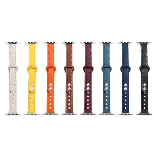 Microfiber Leather Double Buckle Watch Band for Apple Watch Series 9&8&7 41mm / SE 3&SE 2&6&SE&5&4 40mm / 3&2&1 38mm (Orange) by bashfashion