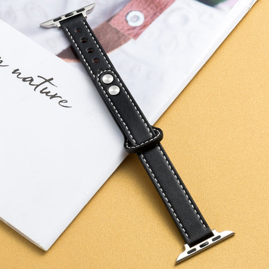 Microfiber Leather Double Buckle Watch Band for Apple Watch Ultra 49mm&Watch Ultra 2 49mm / Series 9&8&7 45mm / SE 3&SE 2&6&SE&5&4 44mm / 3&2&1 42mm (Black) by bashfashion