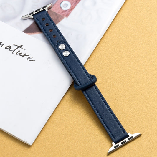 Microfiber Leather Double Buckle Watch Band for Apple Watch Ultra 49mm&Watch Ultra 2 49mm / Series 9&8&7 45mm / SE 3&SE 2&6&SE&5&4 44mm / 3&2&1 42mm (Dark Blue) by bashfashion
