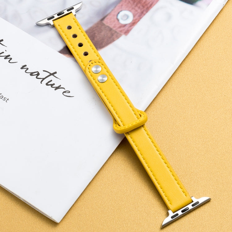 Microfiber Leather Double Buckle Watch Band for Apple Watch Ultra 49mm&Watch Ultra 2 49mm / Series 9&8&7 45mm / SE 3&SE 2&6&SE&5&4 44mm / 3&2&1 42mm (Yellow) by bashfashion