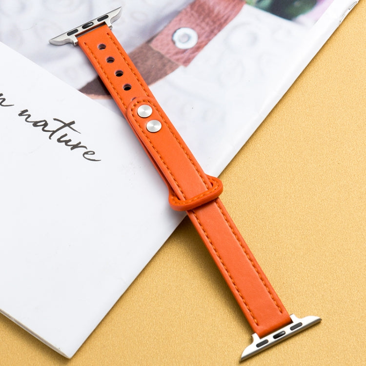 Microfiber Leather Double Buckle Watch Band for Apple Watch Ultra 49mm&Watch Ultra 2 49mm / Series 9&8&7 45mm / SE 3&SE 2&6&SE&5&4 44mm / 3&2&1 42mm (Orange) by bashfashion