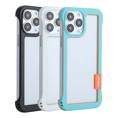 For iPhone 13 Pro ENKAY Frameless Hollow PC Case + Glass Film (White) by ENKAY